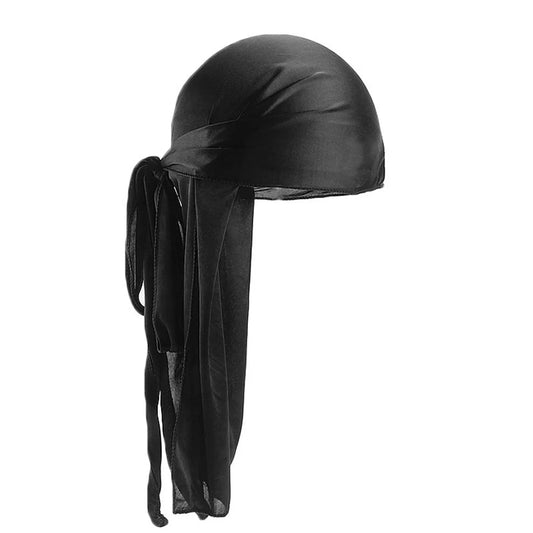 KISS Red Power Wave Silky Satin Durag Extra Long Tails (Black)